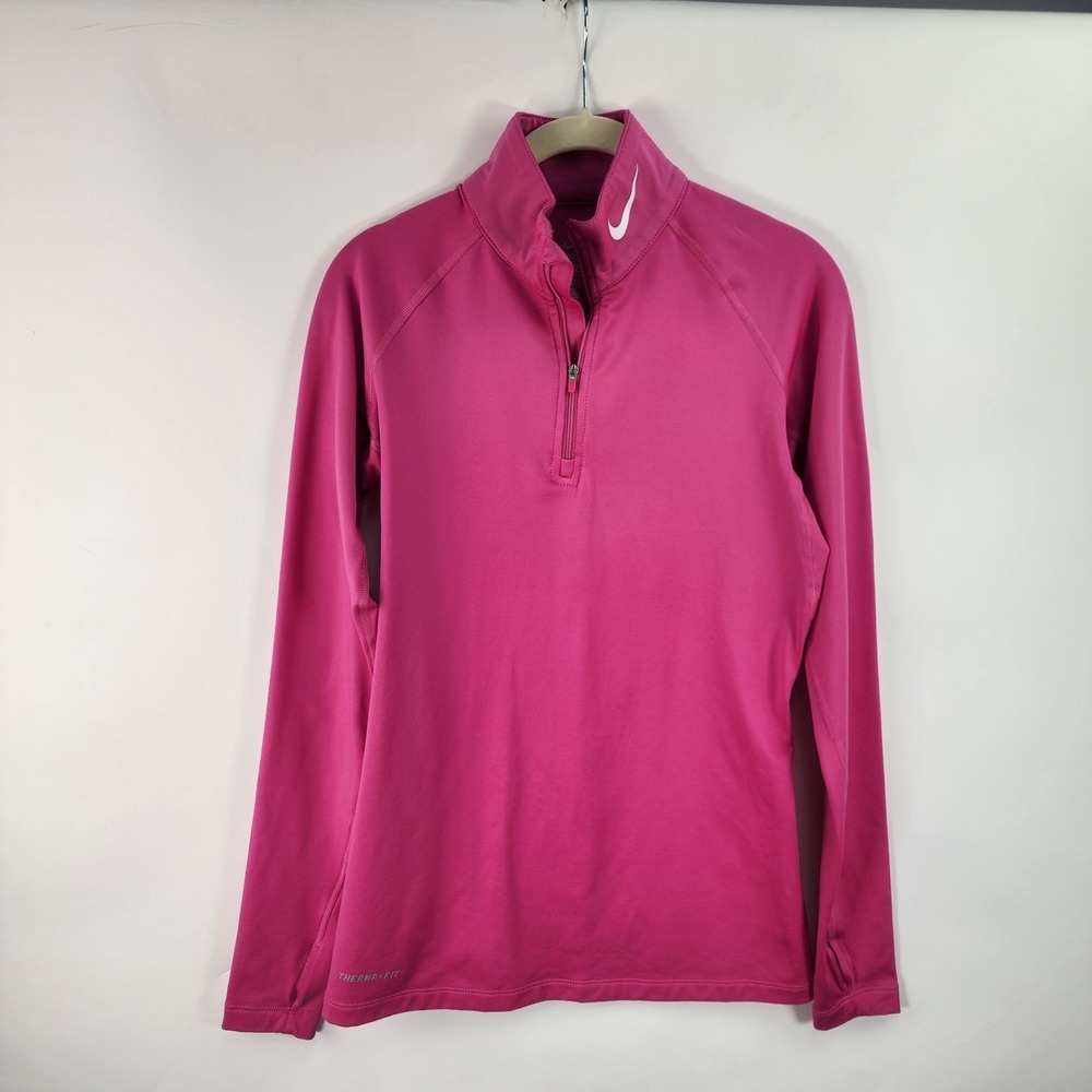 Nike Pro Combat Dri-Fit 1/4 Zip Athletic Pullover Women's S Fitted Pink